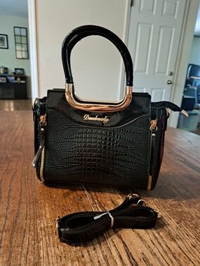 New Danbaoly Black Faux Leather Purse Handbag Shoulder Bag